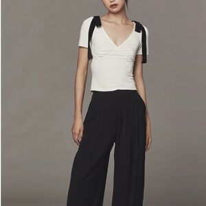 Anthropologie Mare Mare Bow Puff-Sleeve V-Neck Top